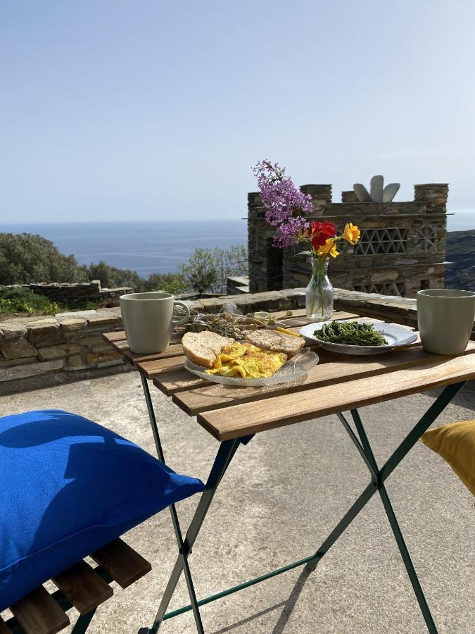 Andros Vineyard House With Sea View Apartman Sineti Kültér fotó
